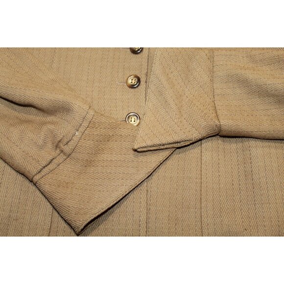 VINTAGE 1980s CHRISTIAN DIOR BEIGE 2 PIECE SUIT SET SKIRT & BLAZER PINSTRIPE USA - Picture 8 of 16